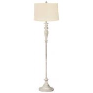 Vintage Chic Floor Lamp Antique White Cream Burlap Drum Shade for Living Room Reading Bedroom Office - 360 Lighting