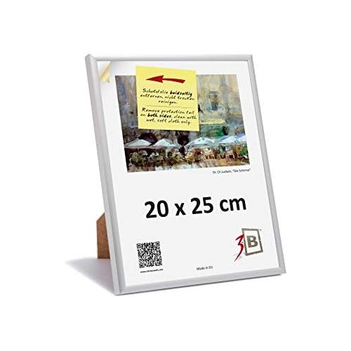  [아마존 핫딜] [아마존핫딜]3-B Bilderrahmen ALU Foto 20x25 cm - Silber matt - Wechselrahmen, Fotorahmen mit Polyesterglas