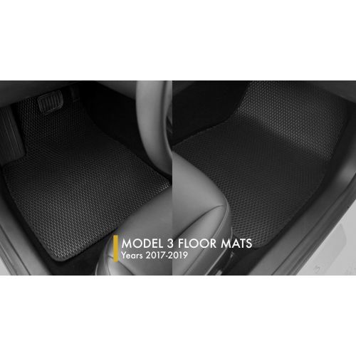  3D TeslaShop All Weather Floor Mats Custom Fit for Tesla Model 3 - Complete Set - Black