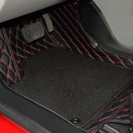 3D Topfit Car Carpet for Model S,Car Floor Mat with Grass Compatible Tesla Model S (Black with red stithes)