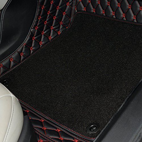  3D Topfit Car Carpet for Model S,Car Floor Mat with Grass Compatible Tesla Model S (Black with red stithes)