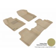 3D MAXpider Complete Set Custom Fit All-Weather Floor Mat for Select Nissan Maxima Models - Kagu Rubber (Tan)