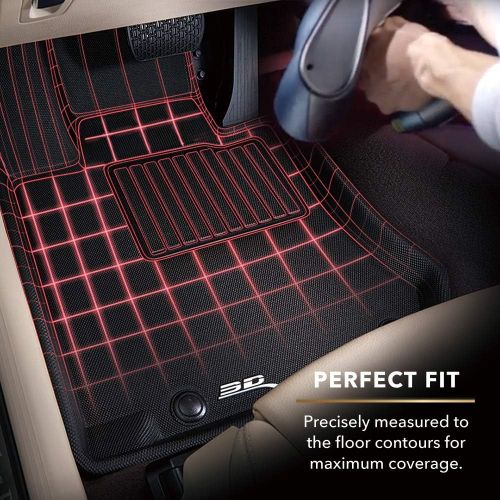  3D MAXpider Complete Set Custom Fit All-Weather Floor Mat for Select Lexus ES/ ES Hybrid Models - Kagu Rubber (Black)