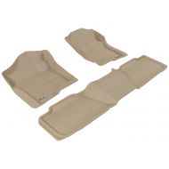 3D MAXpider Complete Set Custom Fit All-Weather Floor Mat for Select Chevrolet Tahoe Models - Kagu Rubber (Tan)
