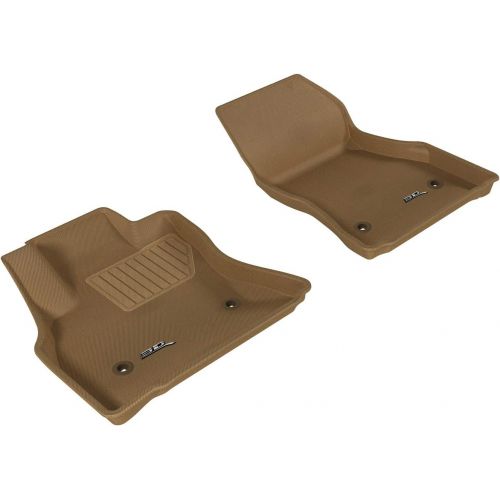  3D MAXpider Front Row Custom Fit All-Weather Floor Mat for Select Fiat 500L Models - Kagu Rubber (Tan)