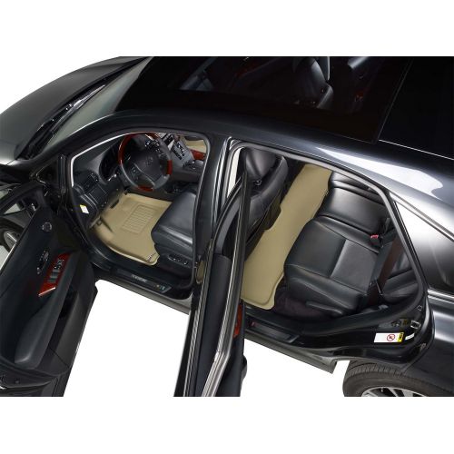  3D MAXpider Complete Set Custom Fit All-Weather Floor Mat for Select Audi Q7 Models - Kagu Rubber (Tan)