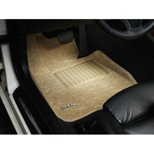  3D MAXpider Front Row Custom Fit All-Weather Floor Mat for Select Buick Enclave /Chevrolet Traverse /GMC Acadia Models - Classic Carpet (Tan)