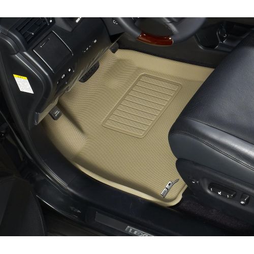  3D MAXpider Front Row Custom Fit All-Weather Floor Mat for Select Dodge Ram Models - Kagu Rubber (Tan)