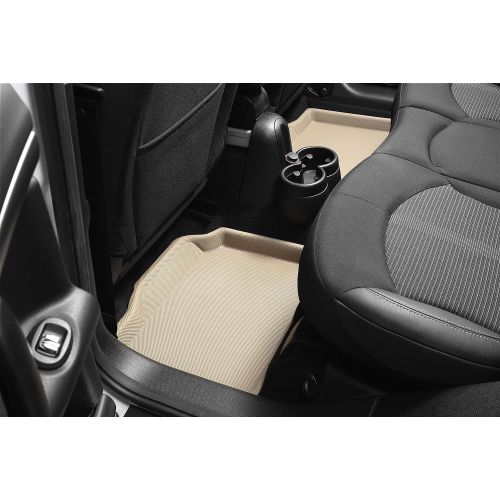  3D MAXpider Front Row Custom Fit All-Weather Floor Mat for Select BMW 3 Series Convertible (E93) Models - Kagu Rubber (Tan)