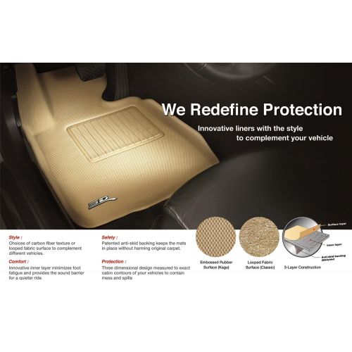  3D MAXpider Second Row Custom Fit All-Weather Floor Mat for Ford F-250/350/450 Crew Cab Models - Kagu Rubber (Tan)