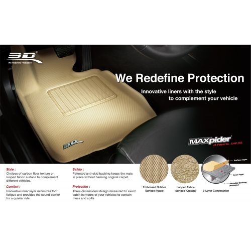  3D MAXpider Second Row Custom Fit Floor Mat for Select Nissan Murano Models - Classic Carpet (Tan): Automotive