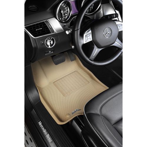  3D MAXpider Front Row Custom Fit All-Weather Floor Mat for Select Hyundai Sonata/Kia Optima Models - Kagu Rubber (Tan)