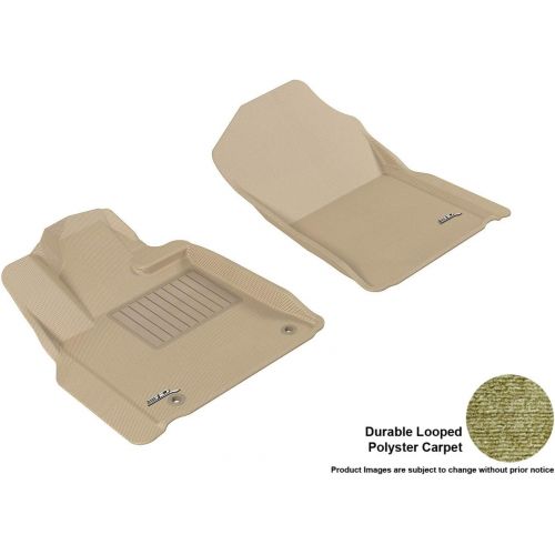  3D MAXpider Front Row Custom Fit All-Weather Floor Mat for Select Toyota Tundra Models - Kagu Rubber (Tan)