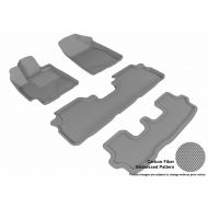 3D MAXpider Complete Set Custom Fit All-Weather Floor Mat for Select Toyota Highlander Models - Kagu Rubber (Gray)