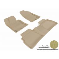 3D MAXpider Complete Set Custom Fit All-Weather Floor Mat for Select Hyundai Sonata Models - Kagu Rubber (Tan)