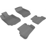 3D MAXpider Complete Set Custom Fit All-Weather Floor Mat for Select Mercedes-Benz C-Class Models - Kagu Rubber (Gray)