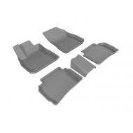 3D MAXpider Complete Set Custom Fit All-Weather Floor Mat for Select Chevrolet Malibu Models - Kagu Rubber (Gray)