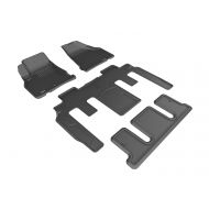 3D MAXpider Complete Set Custom Fit All-Weather Floor Mat for Select Buick Enclave Models - Kagu Rubber (Black)