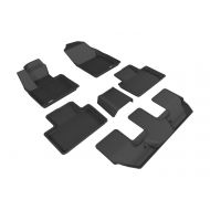 3D MAXpider Complete Set Custom Fit All-Weather Floor Mat for Select Volvo XC90 Models - Kagu Rubber (Black)