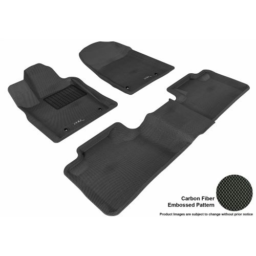  3D MAXpider Complete Set Custom Fit All-Weather Floor Mat for Select Dodge Durango Models - Kagu Rubber (Black)