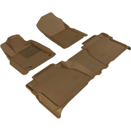  3D MAXpider Complete Set Custom Fit All-Weather Floor Mat for Select Toyota Tundra Models - Kagu Rubber (Tan)
