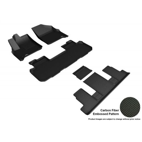  3D MAXpider L1CH08601509 Custom Fit All-Weather Floor Mats - Kagu Rubber Black Chevrolet Traverse 7-Seats Models