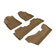 3D MAXpider Complete Set Custom Fir All-Weather Floor Mat for Select Acura MDX Models - Kagu Rubber (Tan)