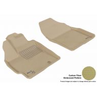 3D MAXpider Front Row Custom Fit All-Weather Floor Mat for Select Toyota Prius/Prius V Models - Kagu Rubber (Tan)