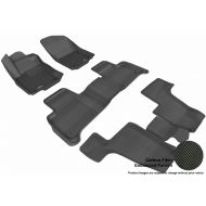 3D MAXpider Complete Set Custom Fit All-Weather Floor Mat for Select Mercedes-Benz GLS-Class/ GL-Class Models - Kagu Rubber (Black)