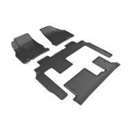 3D MAXpider Complete Set Custom Fit All-Weather Floor Mat for Select Chevrolet Traverse Models - Kagu Rubber (Black)