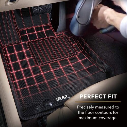  3D MAXpider Honda CR-V CRV 2017-2020 Custom Fit All-Weather Car Floor Mats Liners, Kagu Series (1st & 2nd Row, Black)