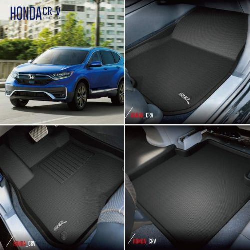  3D MAXpider Honda CR-V CRV 2017-2020 Custom Fit All-Weather Car Floor Mats Liners, Kagu Series (1st & 2nd Row, Black)