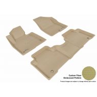 3D MAXpider Complete Set Custom Fit All-Weather Floor Mat for Select Hyundai Santa Fe Models - Kagu Rubber (Tan)