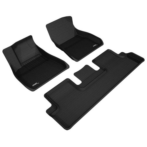  3D MAXpider B07D9GMYG8 Complete Set Custom Fit All-Weather Kagu Series Floor Mats in Black for Select Tesla 3 Models