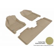 3D MAXpider Complete Set Custom Fit All-Weather Floor Mat for Select Cadillac SRX Models - Kagu Rubber (Tan)