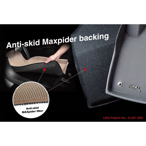  3D MAXpider Complete Set Custom Fit All-Weather Floor Mat for Select Cadillac XT5 Models - Kagu (Black)