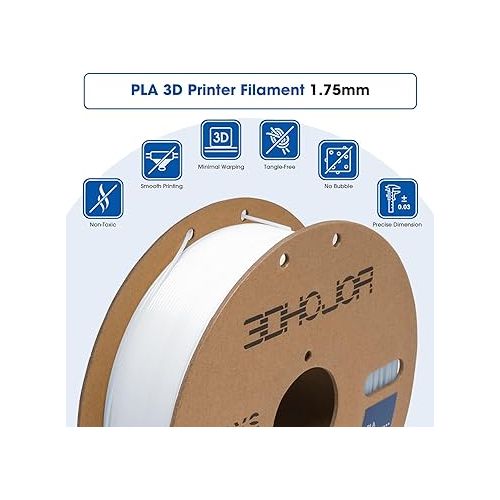  High Speed PLA Filament 1.75mm 3D Printer Filament,1kg Cardboard Spool (2.2lbs) Fit Most FDM 3D Printer,Dimensional Accuracy +/- 0.03 mm,Vacuum Packaging-Cold White