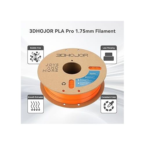  PLA Pro (PLA+) Filament 1.75mm, 3D Printer Filament PLA Plus, Cardboard Spool 3D Printing Filament PLA +, Dimensional Accuracy +/- 0.03 mm Orange,1kg