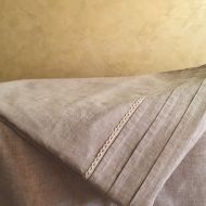 3HLinen Linen Duvet Cover with Pleats and Lace - King, Queen, Twin, Full Sizes - in Natural, White and Grey Colors