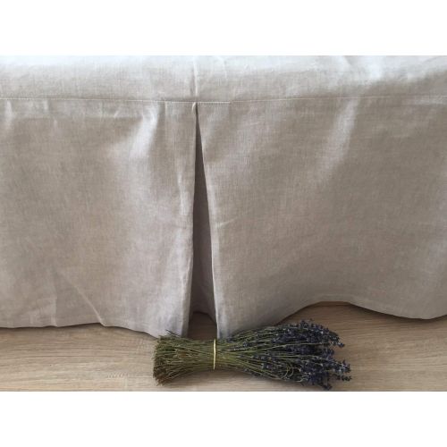  3HLinen Tailored Linen Bed Skirt Pleated in Natural Linen or Grey Colors