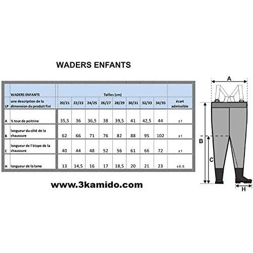  [아마존베스트]3Kamido Children’s Chest Waders - 10 Models Adjustable Waist Heavy-Duty Braces Nexus Buckle Kids Fishing Boots EU Size 20 - 35, UK Size 5 Jnr - 2