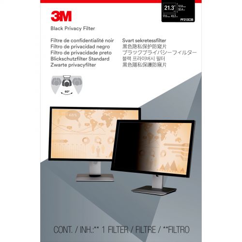 쓰리엠 3M, MMMPF213C3B, Privacy Filter for 21.3 Standard Monitor (PF213C3B), Black,Matte,Glossy