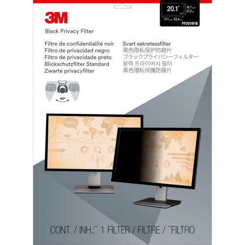 쓰리엠 3M, MMMPF201W1B, Privacy Filter for 20.1 Widescreen Monitor (16:10) (PF201W1B), Black,Matte,Glossy