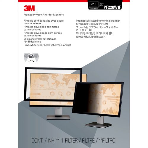 쓰리엠 3M, MMMPF220W1F, Framed Privacy Filter for 22 Widescreen Monitor (16:10) (PF220W1F), Black