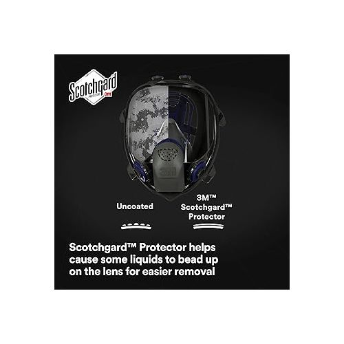 쓰리엠 3M Ultimate FX Full Facepiece Reusable Respirator, FF-402, NIOSH, ANSI, Six-Strap Harness for a Secure Comfortable Fit, Cool Flow Valve, Passive Speaking Diaphragm, Medium