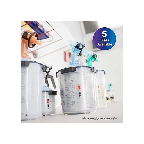 쓰리엠 3M PPS 2.0 Paint Spray Gun System Starter Kit with Cup, Lids and Liners,26172, 22 OZ, 200-micron Filter, Use for Cars, Home & more,1 Paint Cup,6 Disposable Lids and Liners,16 Sealing Plugs, Gray