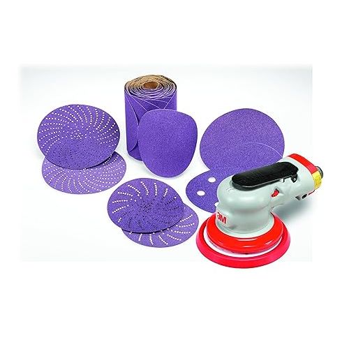 쓰리엠 3M Hookit Clean Sanding Paper Disc 732U - 120+ Grit Vacuum Sanding Disc - C-Weight Backing, Hook and Loop Attachment - 5