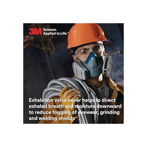 쓰리엠 3M Rugged Comfort Half Facepiece Reusable Respirator 6501, NIOSH, Cool Flow Valve Helps Reduce Heat and Moisture, Silicone Faceseal Provides a Firm Seal, Welding, Sanding, Cleaning, Grinding, Small