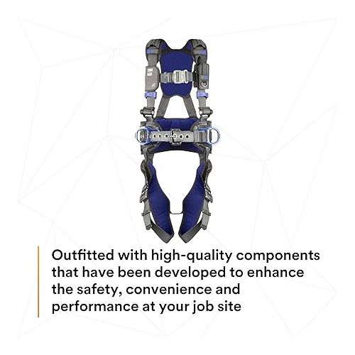 쓰리엠 3M 1113121 DBI-SALA ExoFit X300 Comfort Construction Positioning Safety Harness, Construction Fall Protection, Aluminum Back and Hip D-Rings, Auto-Locking Quick Connect Leg and Chest Buckles, Small