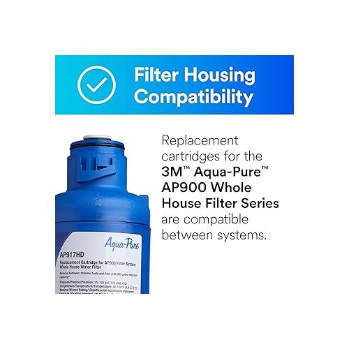 쓰리엠 3M Aqua-Pure Whole House Sanitary Quick Change Replacement Water Filter AP917HD, For Aqua-Pure System AP903. 5621006